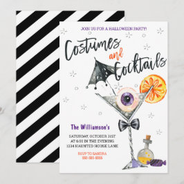 Kostuums en cocktails tijdens Halloween Kaart