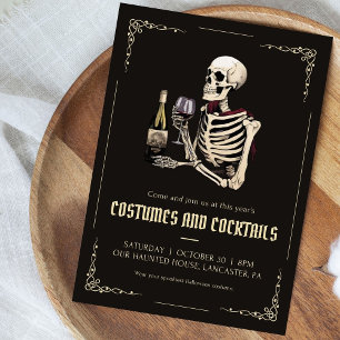 Kostuums en Cocktails Volwassen Halloween Party Kaart