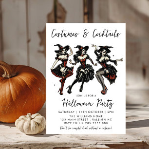 Kostuums en Cocktails Volwassen Halloween Party Kaart