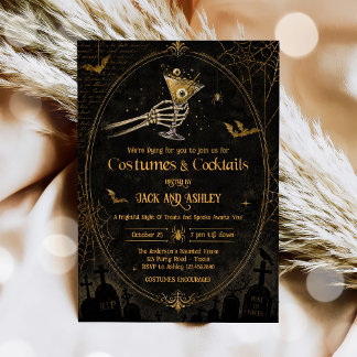 Kostuums en Cocktails Volwassenen Halloween Feest Kaart