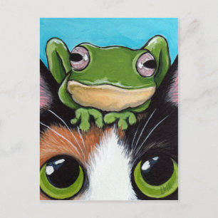 Kote Frog and Tortoiseshell Cat Postcard Briefkaart