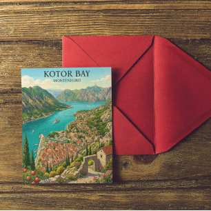 Kotorbaai Montenegro Retro Vintage Reis Briefkaart