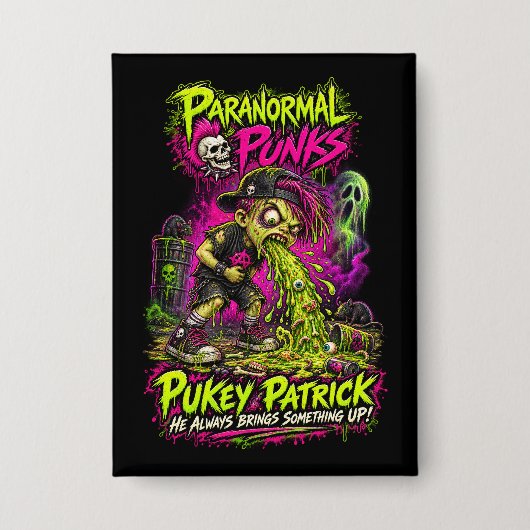 Kotsmisselijk Patrick – Paranormale Punks Button (Voorkant)