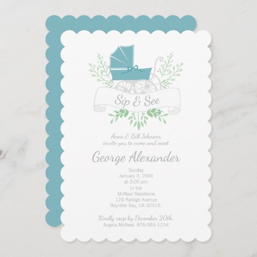 kotter of meisje SIP & SEE blue pram Kaart (Voorkant / Achterkant)