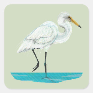 Kotuku Witte reiger Vierkante Sticker