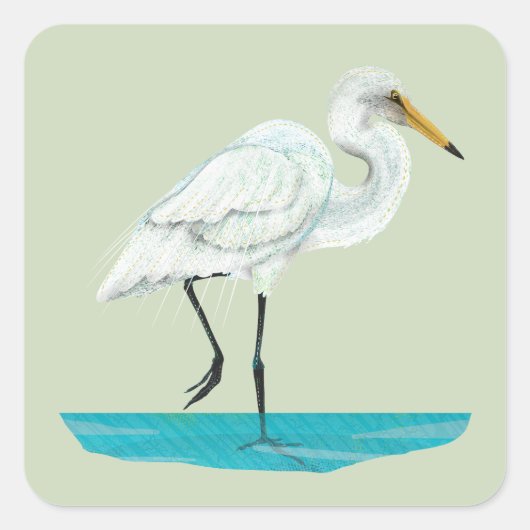Kotuku Witte reiger Vierkante Sticker (Voorkant)