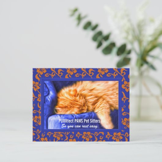 Kouch Kat Custom Pet Sitter's Adverteren Postca Briefkaart (Staand voorkant)