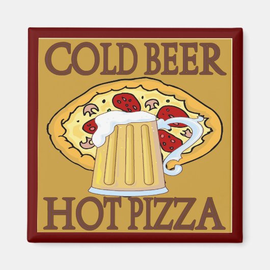 Koud bier, Hot Pizza Tshirts Magneet (Voorkant)