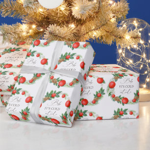 Koud Buiten Kerst Krans Winter Baby shower Cadeaupapier
