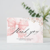 Koud Buiten Roze strik Baby shower Dank u Kaart (Staand voorkant)