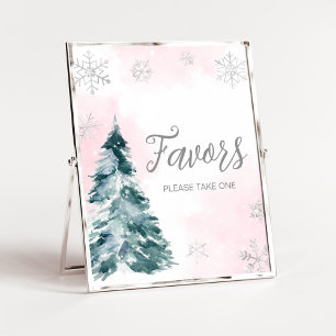 Koud buiten roze winter Baby shower gunsten Poster