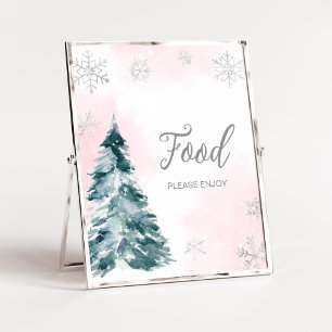 Koud Buiten Roze Winter Baby shower Voedsel Poster