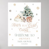 Koud Buiten Schattige Polar Beer Baby shower Welko Poster (Voorkant)