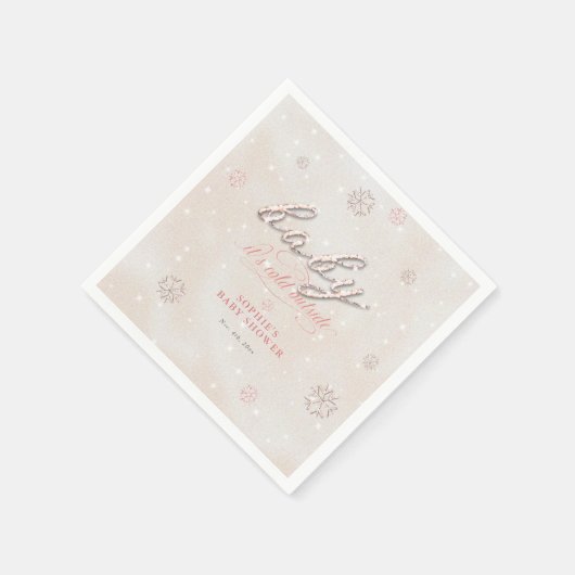 Koud Buiten Strass Glitter Winter Baby shower Servet (Hoek)