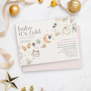 koud buiten winter Baby shower meisje Kaart