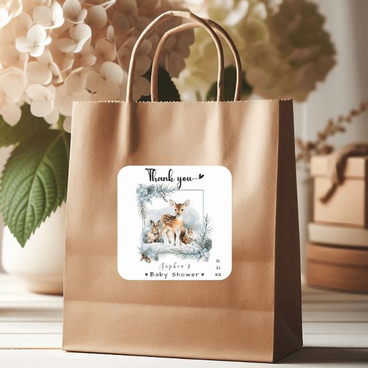 Koud Buiten Winter Bos Dieren Dank u Vierkante Sticker