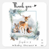 Koud Buiten Winter Bos Dieren Dank u Vierkante Sticker (Voorkant)