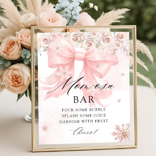 Koud Buiten Winter Bow Baby shower Mom-osa Bar Poster