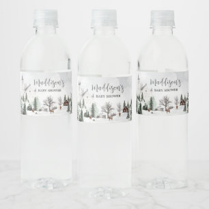 Koud Buiten Winter Wonderland Baby shower Waterfles Etiket