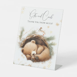 Koud Buiten Woodland Beer Winter Baby shower Reclamebord Met Voetstuk
