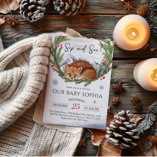 Koud buiten Woodland Fox Winter Sip en See Kaart