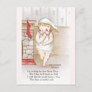 Koud Kind Wachten op Santa Claus Vintage Christmas Feestdagenkaart