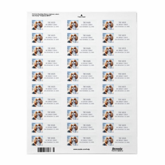 Koud landschap Waterverf Cavalier King Charles Etiket (Full Sheet)