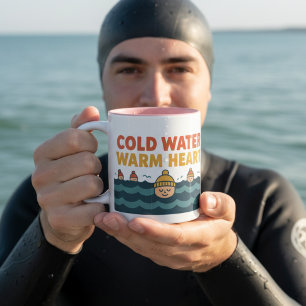 Koud Water Warm Hart – Grappig Ontwerp voor Wilde  Tweekleurige Koffiemok