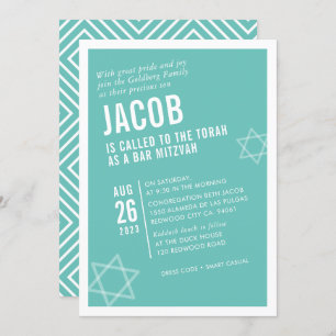 KOUDE BAR MITZVAH eenvoudige, moderne hoek, wit Kaart