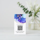*~* KOUDE blauwe QR CODE Yummy Gold Gilded AP29 Visitekaartje (Staand voorkant)