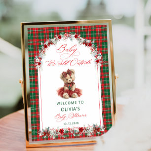 Koude buiten teddybeer Baby shower welkom Poster