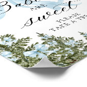 Koude Buiten Winter Blue Bow Baby's zijn zoet Poster (Hoek)