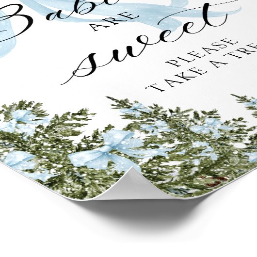 Koude Buiten Winter Blue Bow Baby's zijn zoet Poster (Hoek)