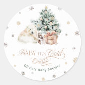 Koude Buiten Winter Schattigee Polar Beer Baby sho Ronde Sticker (Voorkant)