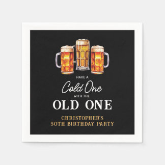 Koude Een Met De Oude Een Bier 50ste Verjaardag Servet