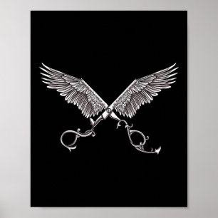 Koude haarschaar met Tattoo van de Wingen Art H Poster