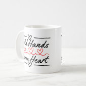 Koude Handen Warm Hart - Massagetherapie / Verplee Koffiemok (Voorkant links)