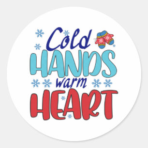 Koude handen warm hart ronde sticker