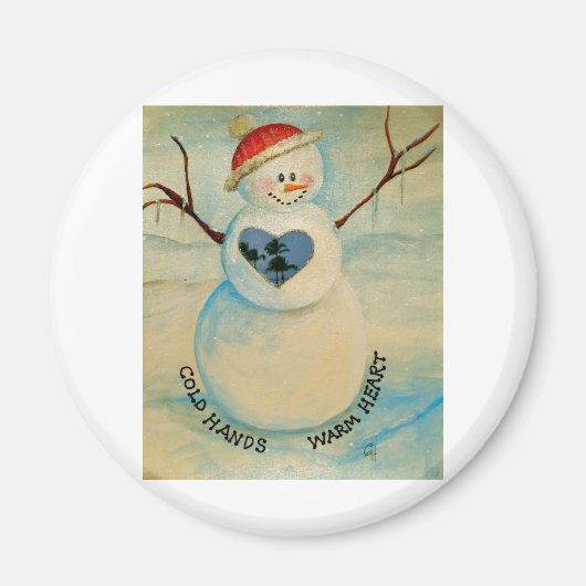 Koude handen, warm hart, sneeuwman magneet (Voorkant)