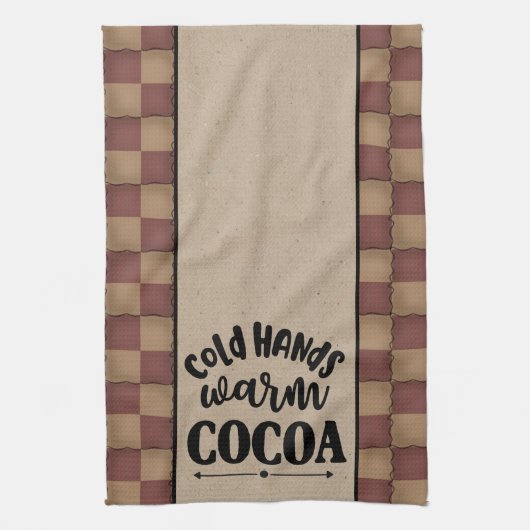 Koude handen warme cacao - primitieve stijl theedoek (Verticaal)