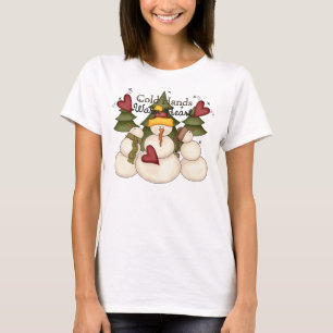 Koude Handen Warme Hart Sneeuwman Lange Mouw T-shirt