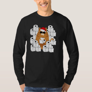 Koude kat in Santa S-Pet met toiletpapier T-shirt