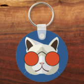 Koude kat in zonnebrillen sleutelhanger (Voorkant)