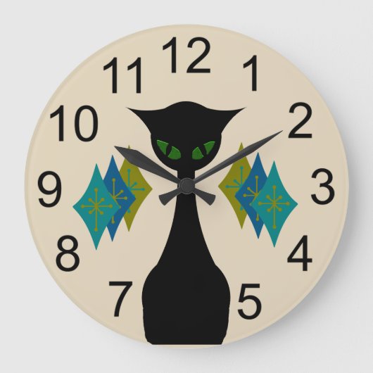 Koude kat midden midden moderne wandklok grote klok (Voorkant)