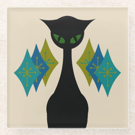 Koude kat uit de middeleeuwen Moderne glazen Onder Glazen Onderzetter (Voorkant)