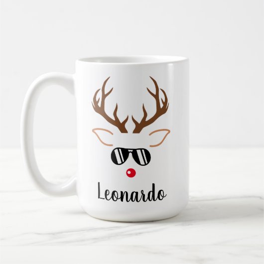 Koude kerst Roodrendierrode neus Zwarte zonnebril Koffiemok (Links)