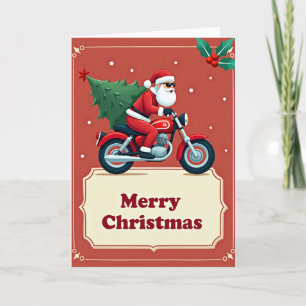 Koude Kerstman op Motorfiets Kerstkaart Kaart