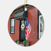 Koude Lente, NY - Straat met Rode Bouw Keramisch Ornament (Links)