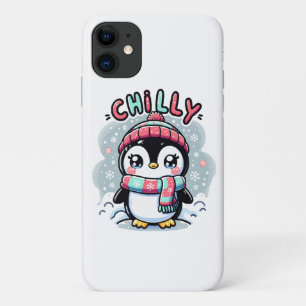 Koude Pinguïn Sneeuwachtige Sjaal Knuffel iPhone 11 Hoesje