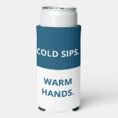 Koude Sips. Warm handen. Grappig citaat. Blauw en  (Seltzer Achterkant)